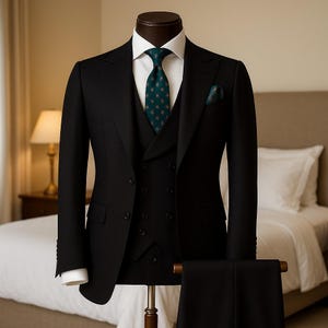 Black Slim Fit 3 Piece Suit for Men | Formal Wedding & Dinner Wear | Stylish Groom Tuxedo