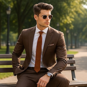 Men’s Coffee Brown Two-Piece Suit | Elegant Tailored Formalwear for Weddings & Events