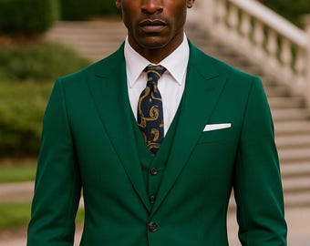 Emerald Green 3 Piece Suit Men | Slim Fit Groom Wedding Tuxedo | Formal Party Wear