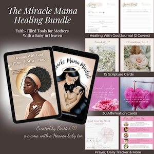 Pacote de Cura Miracle Mama | Diário de Fé, Escrituras e Cartões de Afirmação para Luto por Aborto Espontâneo e Cura Espiritual