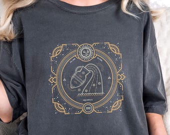 Comfort Colors® Custom Zodiac Sign Shirt, Personalized Horoscope Longslv Tee, Astrology Lover Gift, Birthday Zodiac Shirts, Celestial Shirt