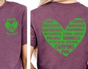 Custom Scout Shirt, Custom Camp Troop Number T-shirt, Camping Shirt, Girls Scout Shirt, Troop Shirt, Girls Camping Tee, Camper Shirt