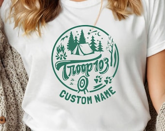 Custom Scout Shirt, Custom Camp Troop Number T-shirt, Camping Shirt, Campers Shirts, Troop Shirt, Girls Camping Tee, Girls Shirt