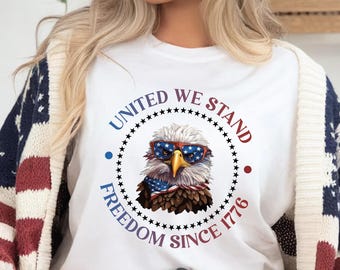 American Free Bird Shirt, USA Flag Eagle Tshirt, Thunderbird Tee, Independence Day, 4th of July Shirt, Patriotic Gift for Christmas