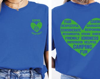 Custom Scout Shirt, Camp Troop Number Tees with Name, Personalized Camping Shirt, Girls Scout Leader Shirt, Custom Troop Shirt, Camper Shirt
