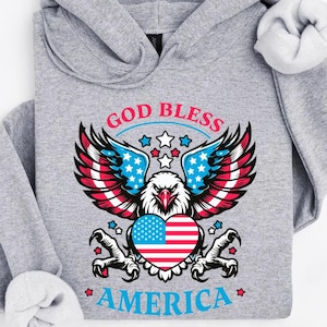 Vintage USA Eagle Hoodie, USA Hoodie, Patriotic Gift for Christmas, God Bless America Sweatshirt, American Flag Hoodie, American Eagle Hoody