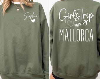 Custom Girls Trip Sweatshirt and Hoodie, Personalized Group Vacation Sweat Shirts, Customized Group Travel Sweater Gifts