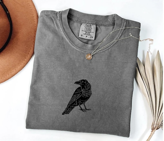 Comfort Colors Vintage Crow Lover Shirt: Short and Long Sleeve, Black Raven Shirt, Dark Gothic Tshirt Gift, Halloween Women Tee