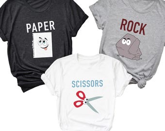 Custom Matching Rock Paper Scissors Shirt, Halloween Family Matching Game Shirts, Christmas Family Friends Cousin Crew Matching Group Shirts
