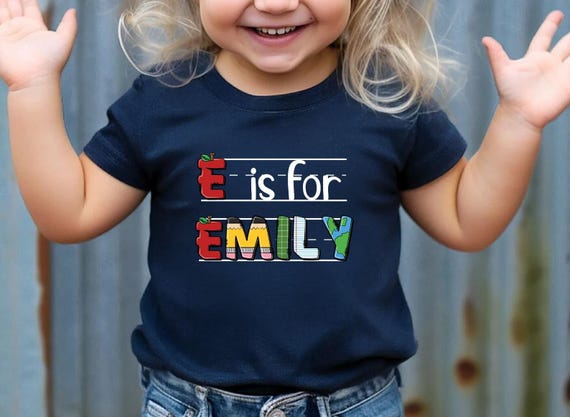 Custom Kids Name School Shirt, Back to School Shirt, Toddler First Day of Kindergarten Shirt with Name, Alphabet Shirt, Letter Name Shirt