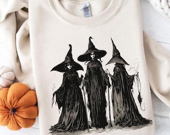 Womens Witch Sweatshirt, Gothic Witch Girl Sweatshirt, Witchy Sweatshirt, Vintage Witches Sweater, Halloween Salem Sweat Shirts for Her