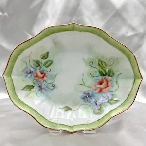 Vintage Kaiser W. Germany Hand-Painted Porcelain Trinket Dish – Signed “MR” – Floral Catchall Vanity Bowl