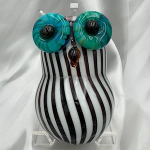Vintage Murano-Style Hand-Blown Glass Owl Figurine – 5&quot; Tall, 2.12 lbs, Controlled Bubbles, Mid-Century Modern Art Glass