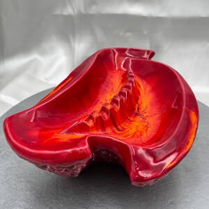 Vintage Cal Style USA Lava Glaze Sculptural Catchall | Red California Pottery 2123