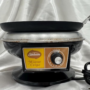 1970s Sunbeam M’sieur Crêpe Maker w/ Original Pan – Working Vintage Kitchen Appliance