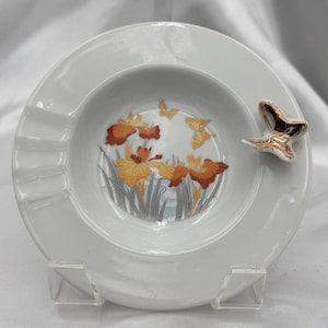 Vintage Butterfly Ashtray - Mid-Century Japanese Porcelain - Delicate Floral Design