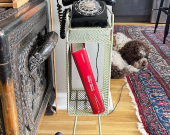 1950s Mid-Century Telephone Stand with Magazine Rack
