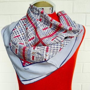 1960s–70s Vera Neumann Silk Scarf – Abstract Plaid, Hand-Rolled Edges, 28&quot; Square
