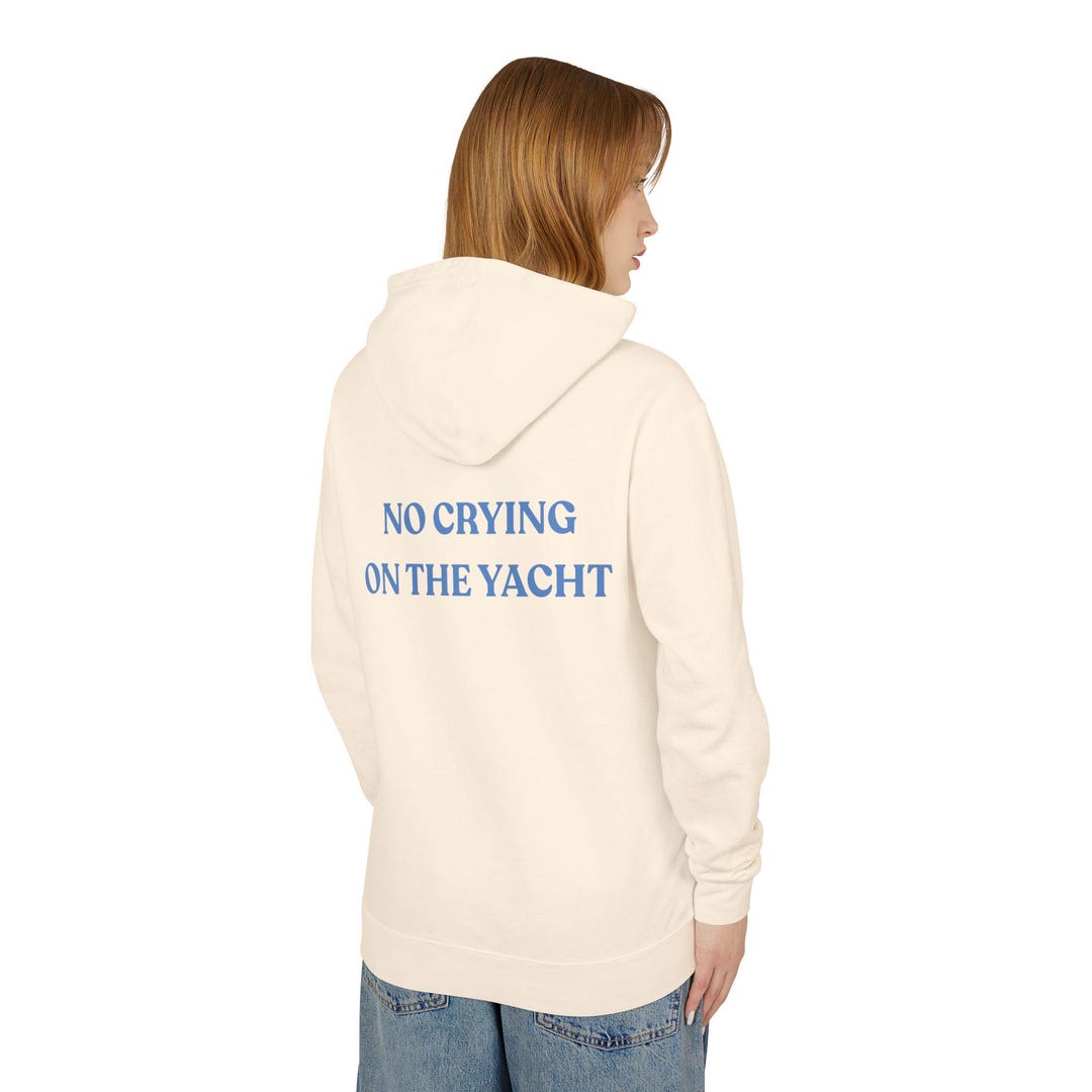 No Crying on the Yacht Comfort Colors Blue Block Letters Hoodie
