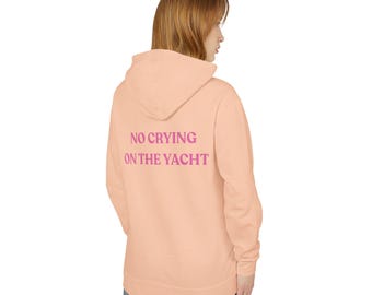 No Crying on the Yacht Comfort Colors Pink Block Letters Hoodie
