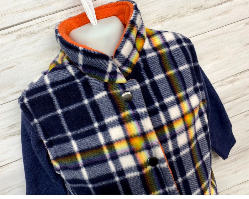 Reversible Plaid Polar Fleece Vest