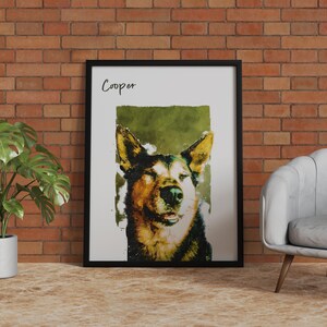 Retrato de mascota personalizado con arte lineal colorido, póster de mascota personalizado con foto digital hecha a mano, diseño de pintura ilustrativa para arte de pared de mascotas