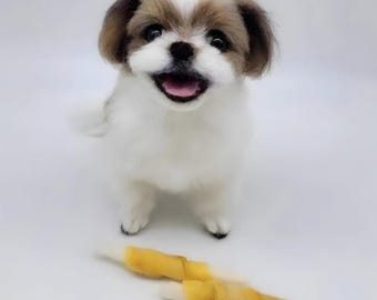 Custom Needle Felted Dog Memorial Sculpture Gift Pet Replica Portrait Felted Wool Cat Handmade Personalized Wool Felting Dog Felted Toy