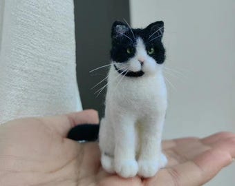 Custom Needle Felted Pet Replica Portrait Dog Memorial Sculpture Gift Felted Wool Cat Handmade Personalized Wool Felting Dog Felted Toy