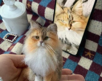 Custom Needle Felted Pet Replica Portrait Dog Memorial Sculpture Gift Felted Wool Cat Handmade Personalized Wool Felting Dog Felted Toy
