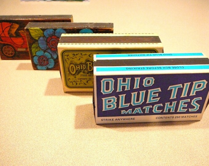 Vintage Ohio Blue Tip Match Co. Wood Matches 4 Large Matchbox 1970 Etsy