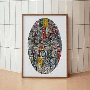 New York City Stickers Collage Art Print – Urban Street Art Poster – NYC Graffiti-Inspired Wall Decor – Digital Download