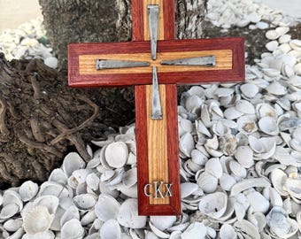 Handmade Red Oak and Paduck Cross: Personalized Confirmation Gift, First Communion, Wedding, Anniversary