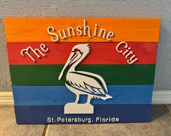 St. Petersburg Florida Sign: Pelican, Sunshine City Colors