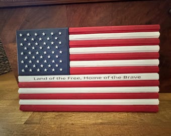 Hand Cut American Flag Wall Hanger: Military, Police, Firefighter