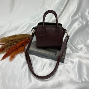 Mini Dark Brown Structured Handbag | Elegant Faux Leather Crossbody