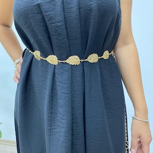 Gold Leaf Chain Belt – Adjustable Waist Jewelry Accessory for Dresses