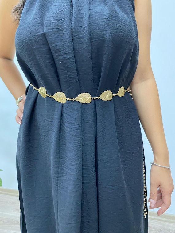 Gold Waist Chain Belt – Leaf Design Adjustable Body Jewelry  display picture 3
