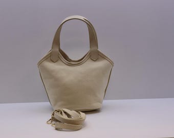Mini bolso tote de lona beige con asa de piel vegana, bolso de hombro informal para mujer