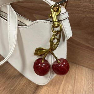 Cherry Keychain – Cute Bag Charm – Glitter Fruit Accessory Gift