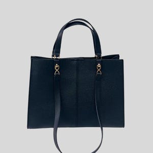 Strukturierte schwarze Kunstleder-Einkaufstasche | Elegante Arbeit Schultertasche für Frauen