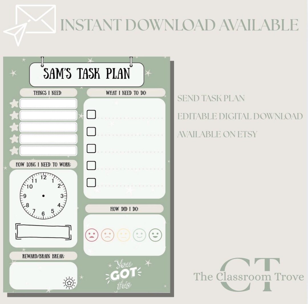 Editable SEND Task Plan | Digital Download | Canva Template - Etsy ...