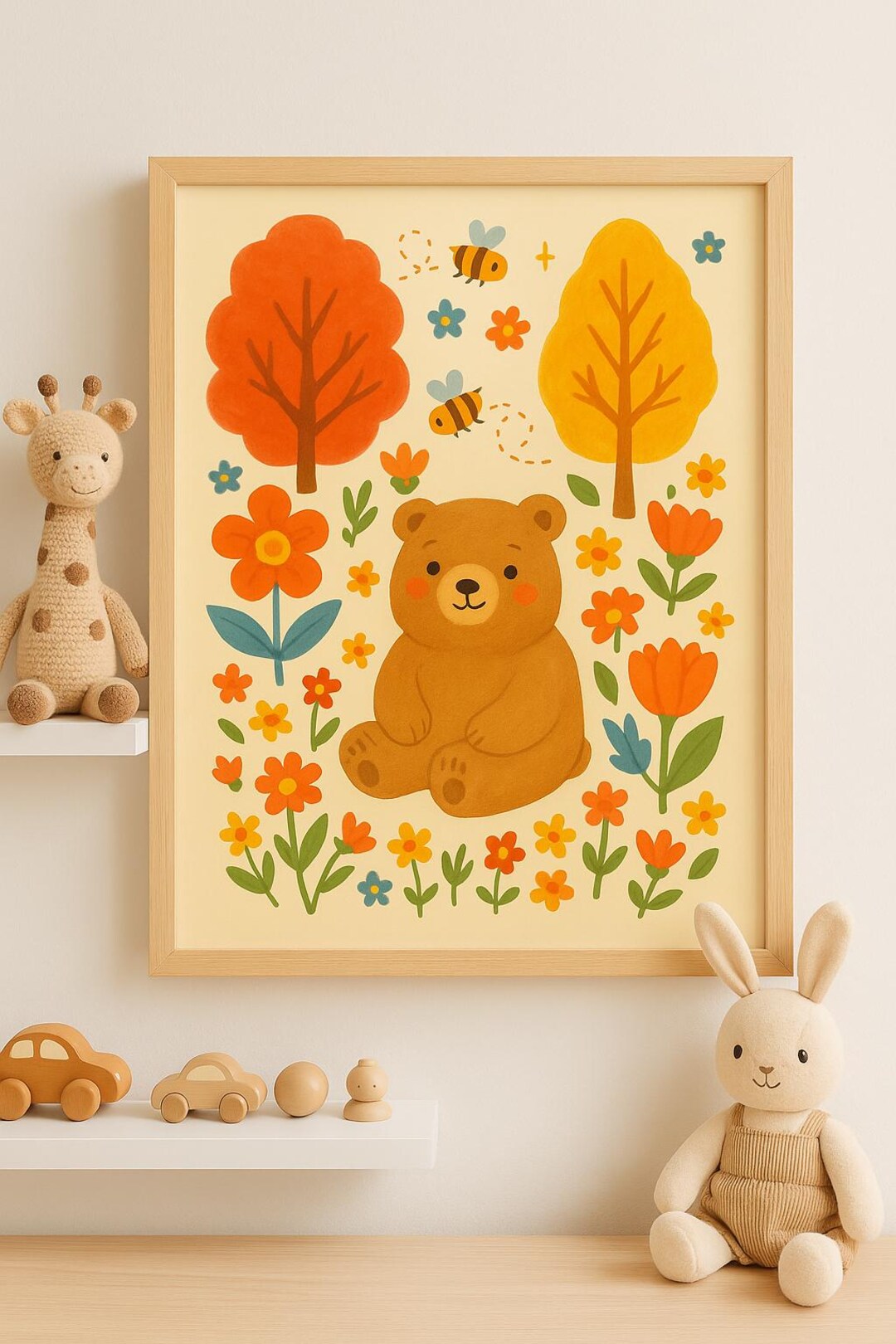 Forest Friends Bear Printable - Woodland Nursery Wall Art - Kids Room ...