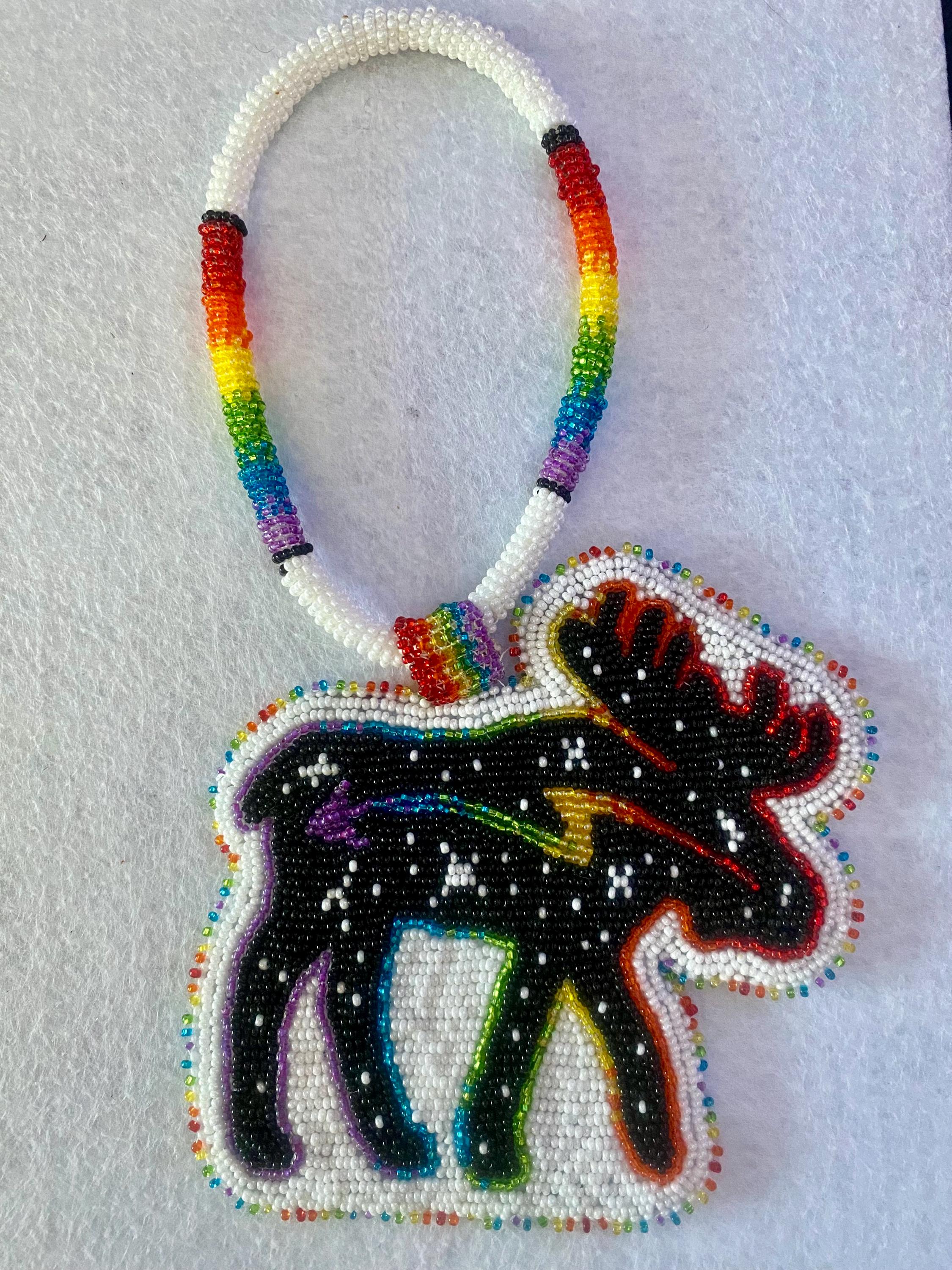 Beaded Pride Moose Medallion