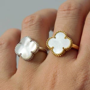 Anillo de trébol vintage, anillo de cuatro motivos