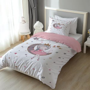 Moon Girl Duvet Cover Set for Girls, Custom Bedding for Single Beds, Colorful Kid’s Bedroom Decor