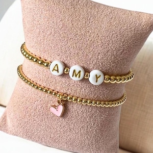 Personalized Name Bracelet: 14K Gold Plated Custom Beaded Jewelry