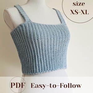 Einfaches Crochet Tank Top Pattern: Geripptes Crop Top mit quadratischem Ausschnitt (PDF)