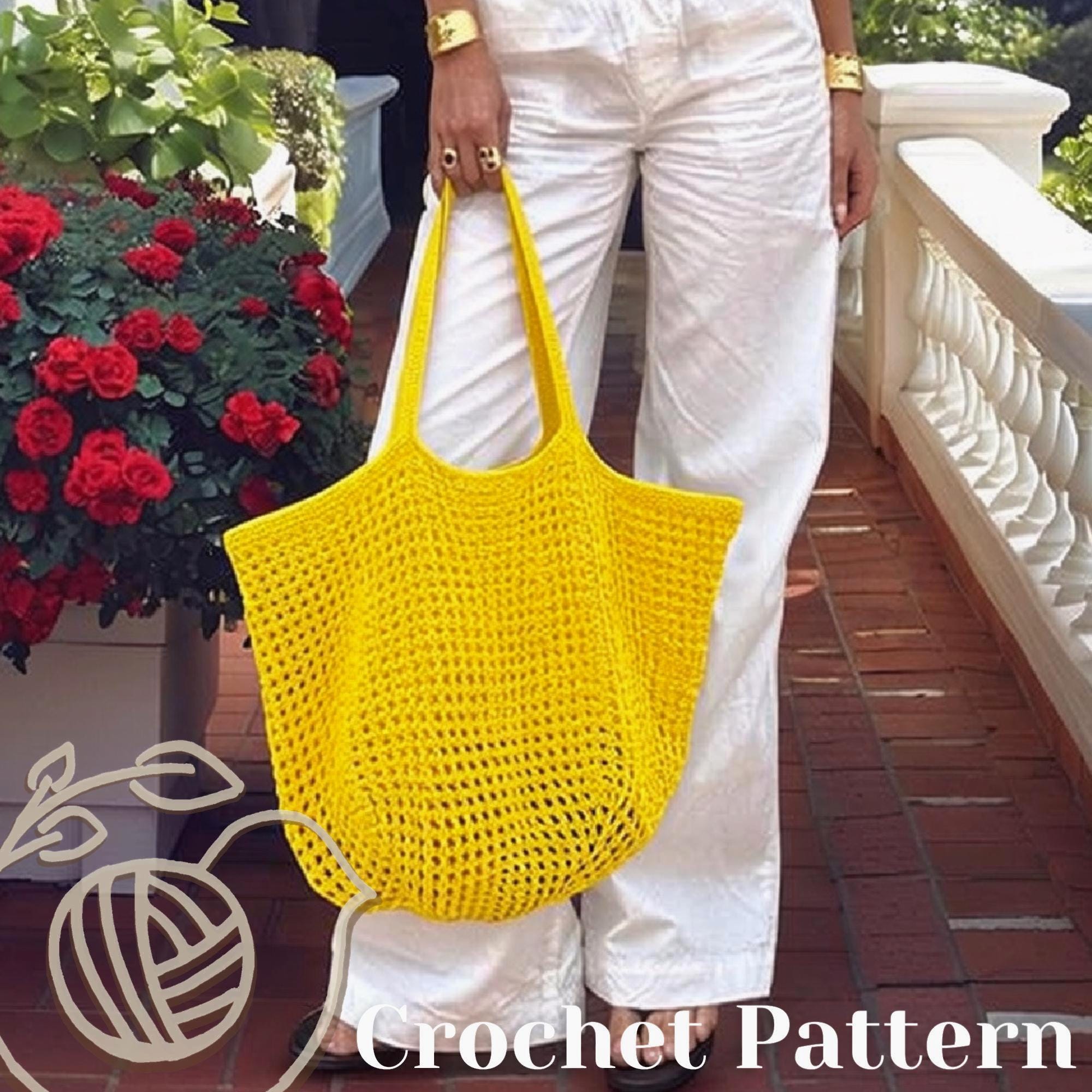 Crochet Bag Pattern, Mesh Beach Bag Tutorial - Instant Download (PDF ...