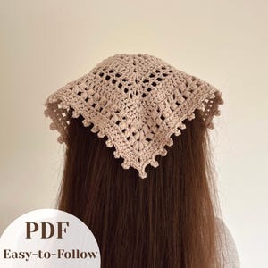 Patrón de pañuelo de ganchillo: pañuelo triangular con borde picot, descarga instantánea en PDF.