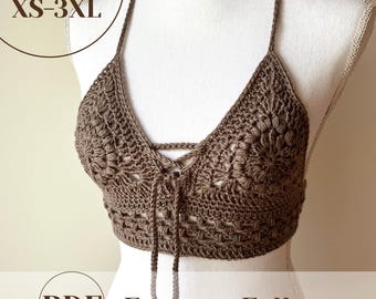 Crochet Top Pattern - Granny Square Triangle Top PDF - Festival Summer Crochet Top - Bralette Pattern - Easy to follow PDF  - sizes XS - 3XL